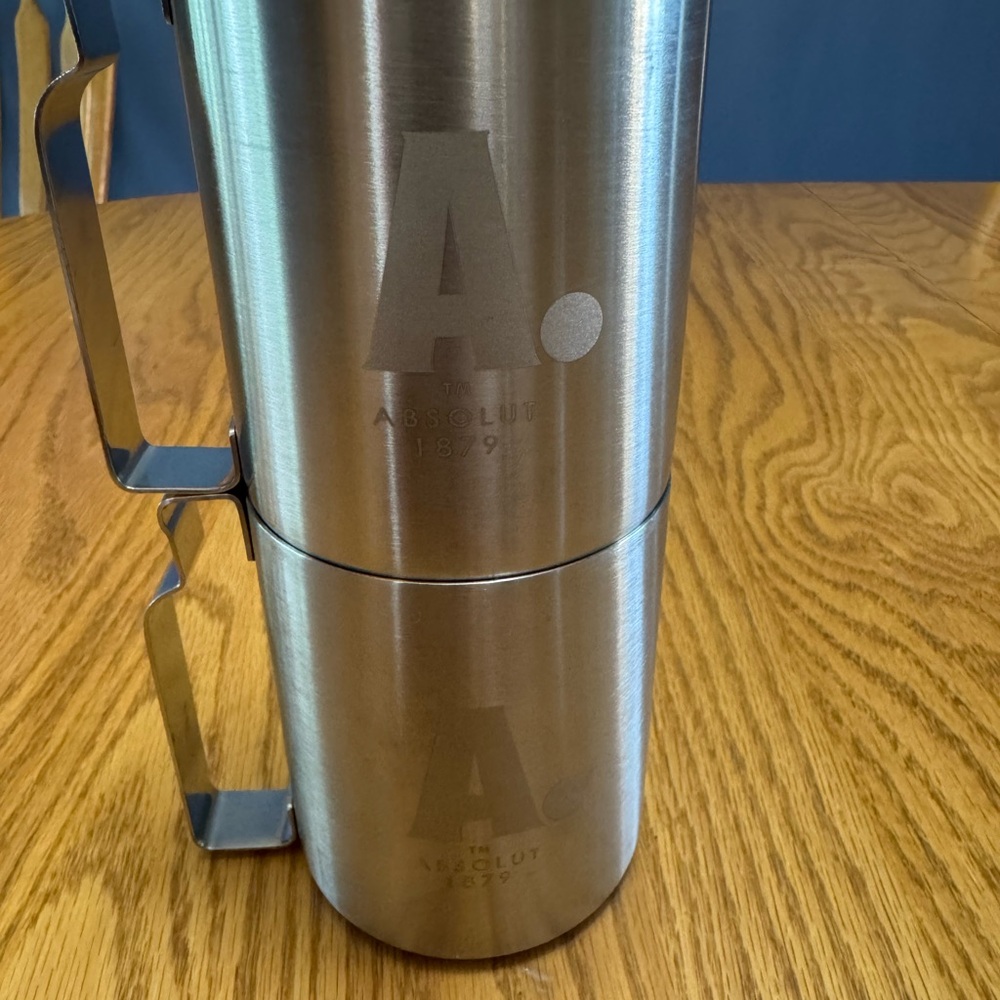 Absolut Vodka Mule Brushed Stainless Steel A. Logo Mugs Handle set of 2